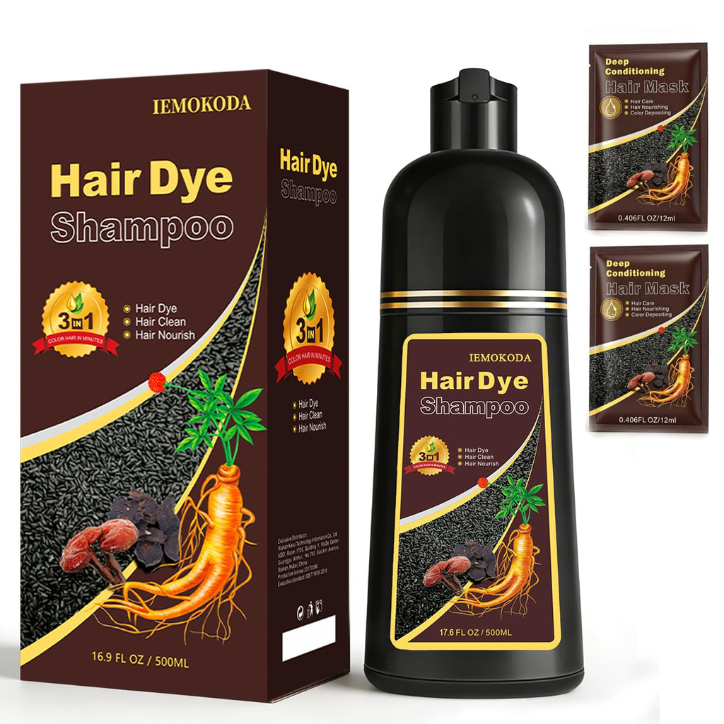 Msktasy Hair Dye Shampoo for Gray Hair in Dark Coffee – 3-in-1 Coloring & Conditioning Treatment, At-Home Color, 16.9 oz