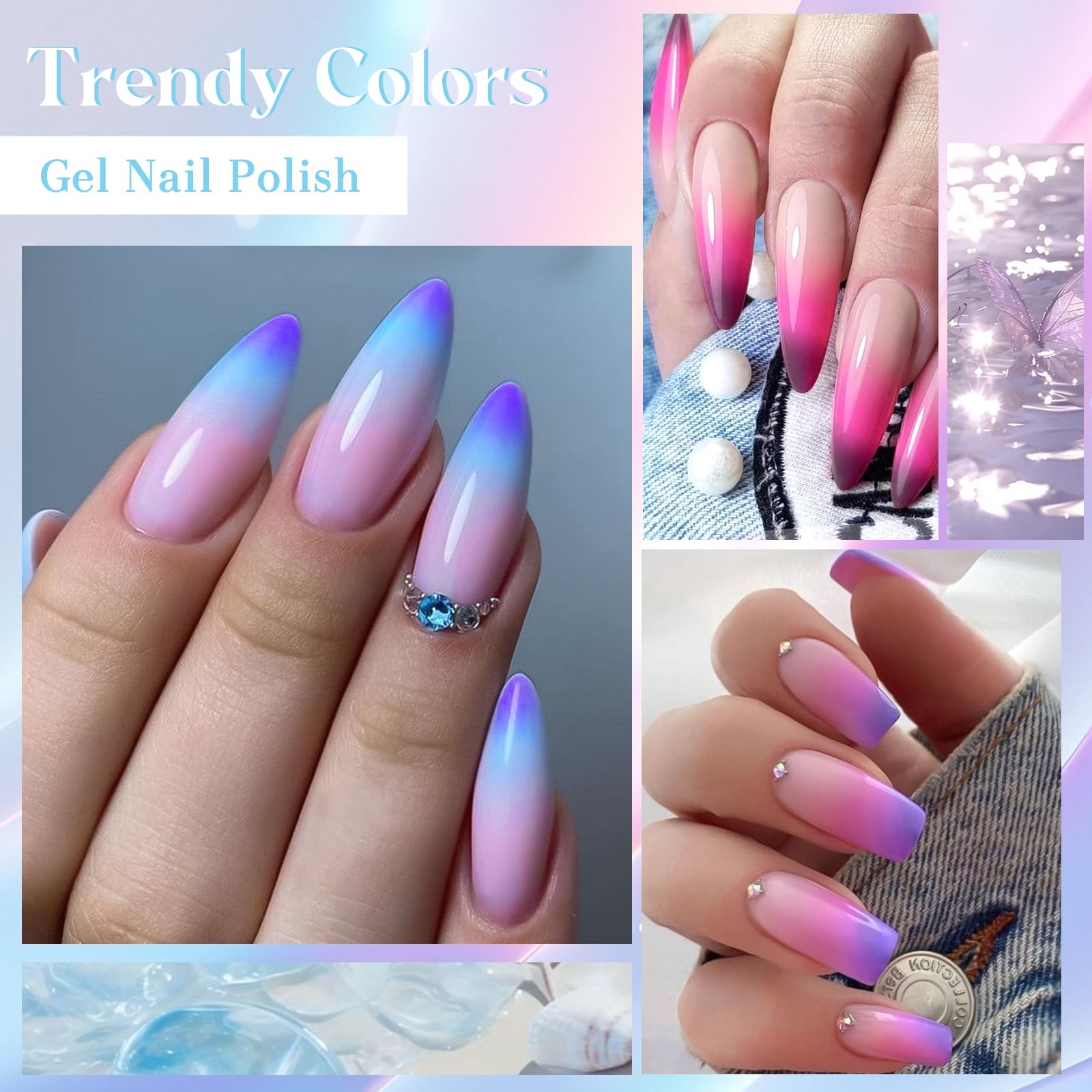 MSRUIOO 12Pcs Color Changing Gel Nail Polish Set – Mood-Triggered, Soak Off, 8ml