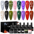 MSRUIOO Crackle Gel Nail Polish 12-Piece Set – 8 Crackle Colors + Base, Top, Dehydrator & Primer (Air-Dry)