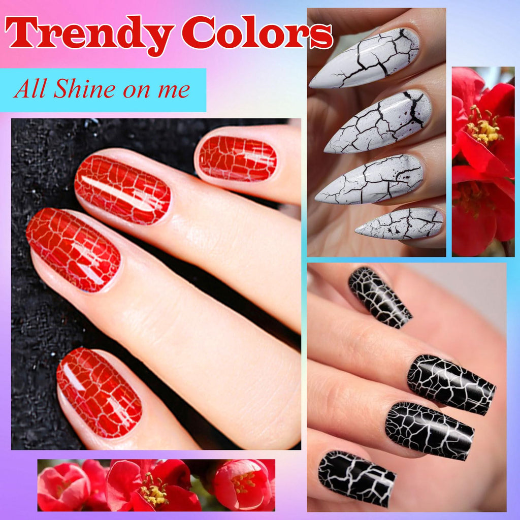 MSRUIOO 12 Colors Crackle & Glitter Gel Nail Polish Set – 8ml