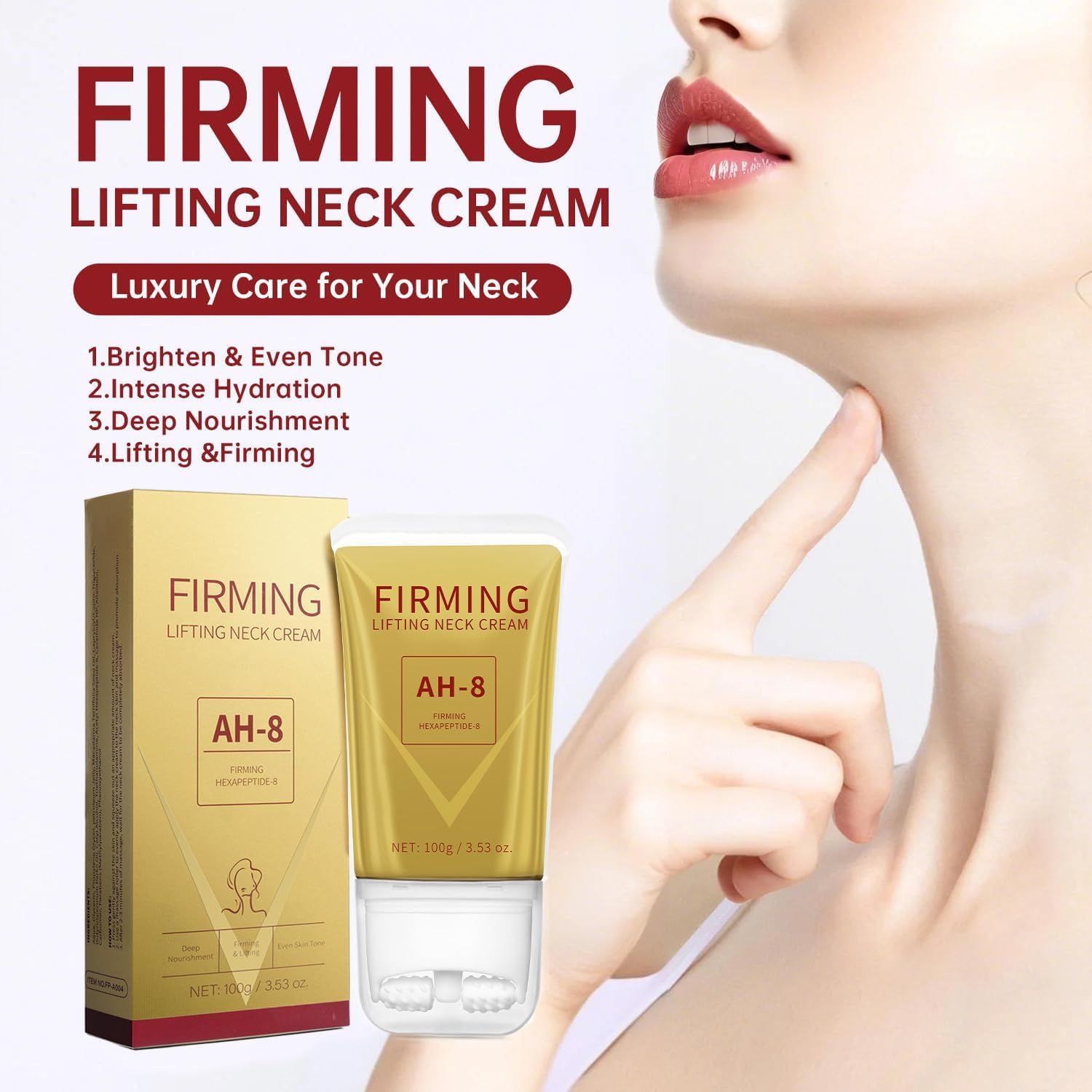 Mtmult AH-8 Firming Neck Cream – 2PC Roller Applicator for Neck & Body