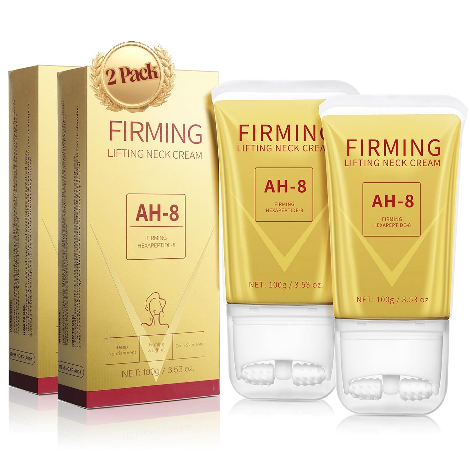 Mtmult AH-8 Firming Neck Cream – 2PC Roller Applicator for Neck & Body