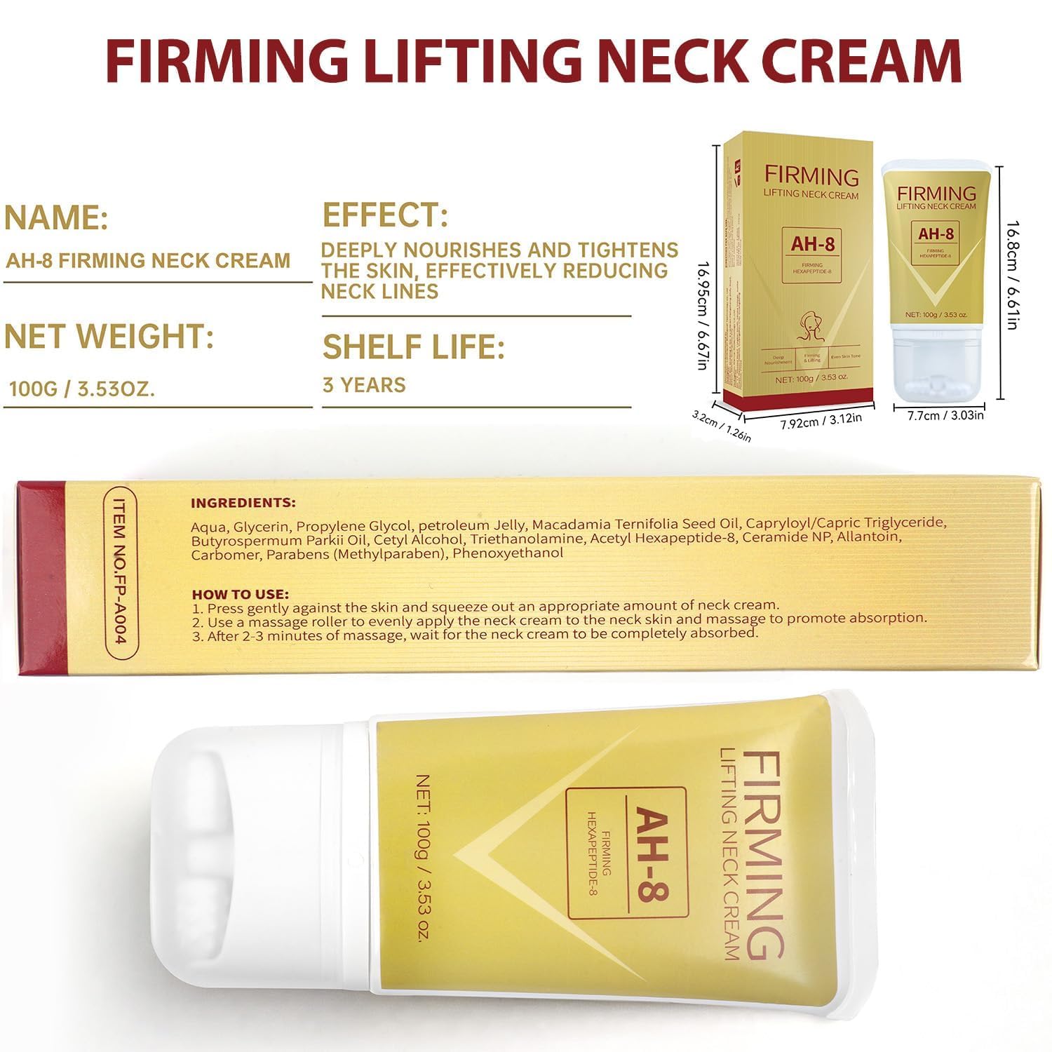 Mtmult AH-8 Firming Neck Cream – 2PC Roller Applicator for Neck & Body