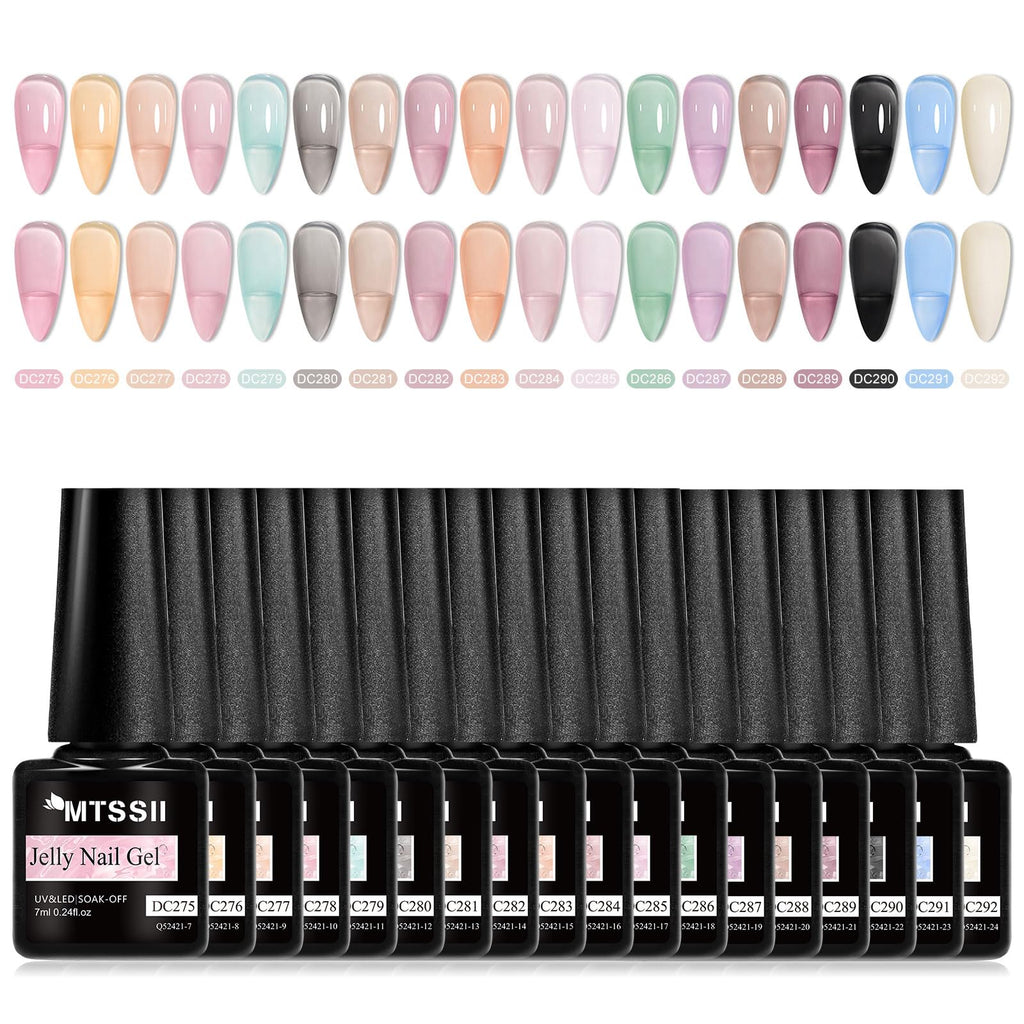 MTSSII 18PCS Jelly Gel Nail Polish Set – Blue & Pink, Home Manicure Kit, UV LED Soak-Off