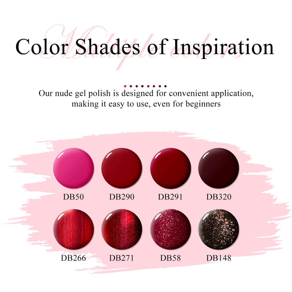 MTSSII Red Gel Nail Polish Set – 8-Color Bloody Mary Collection (Shimmer Red & Burgundy)