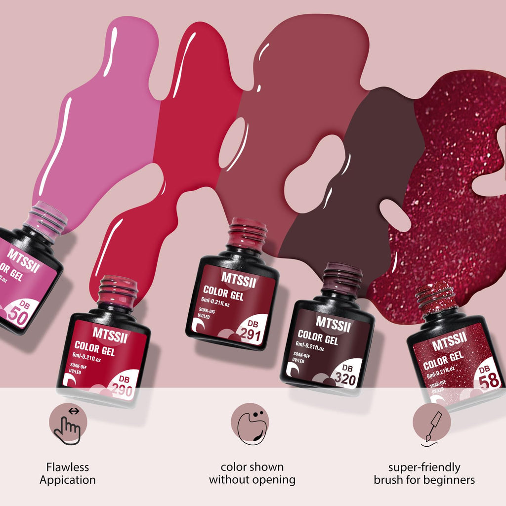 MTSSII Red Gel Nail Polish Set – 8-Color Bloody Mary Collection (Shimmer Red & Burgundy)