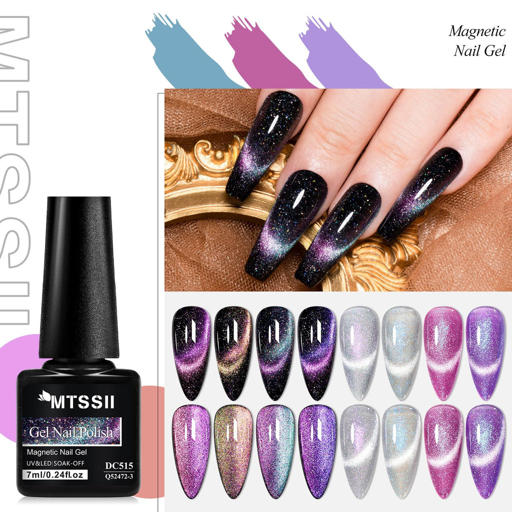 MTSSII 8 Colors Cat Eye Gel Nail Polish Set5 – 8pcs Soak-Off, Safe, Long-Lasting, Gift Box