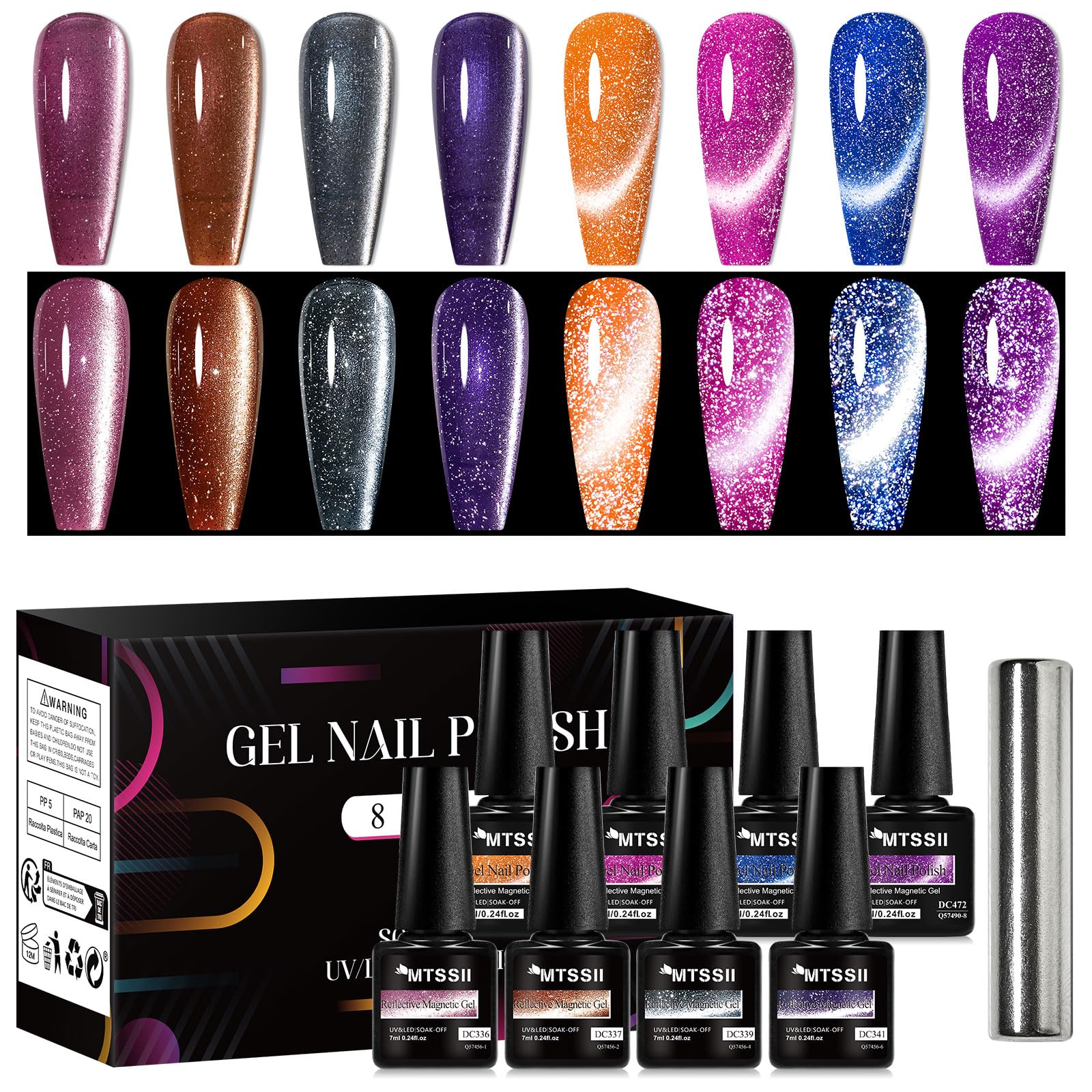 MTSSII 8 Colors Cat Eye Gel Nail Polish Set | Gift Box 8Pcs
