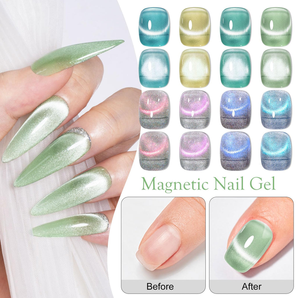 MTSSII 8 Colors Cat Eye Gel Nail Polish Set (SET3) – 8PCS, Soak Off UV/LED, Gift Box