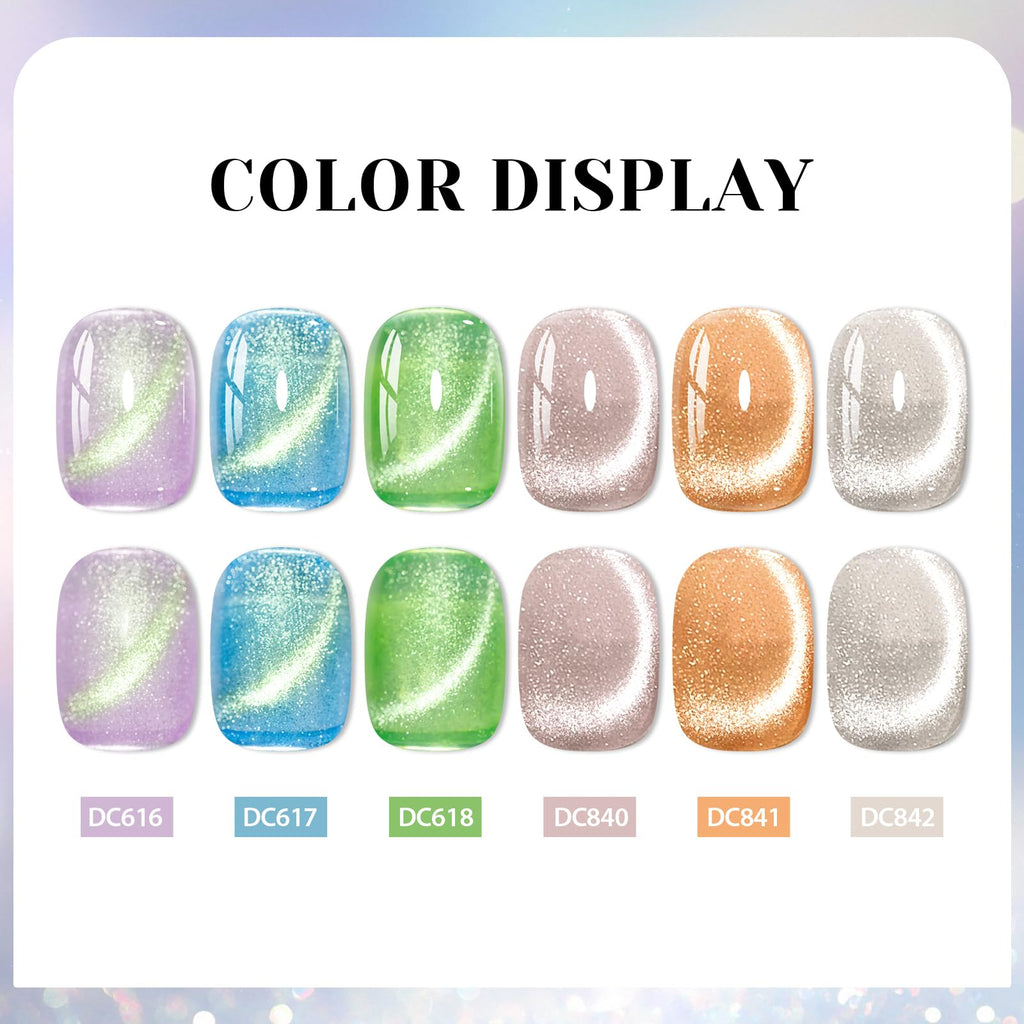 MTSSII Cat Eye Gel Nail Polish Set — 8 Colors Galaxy Glitter Collection (UV/LED)