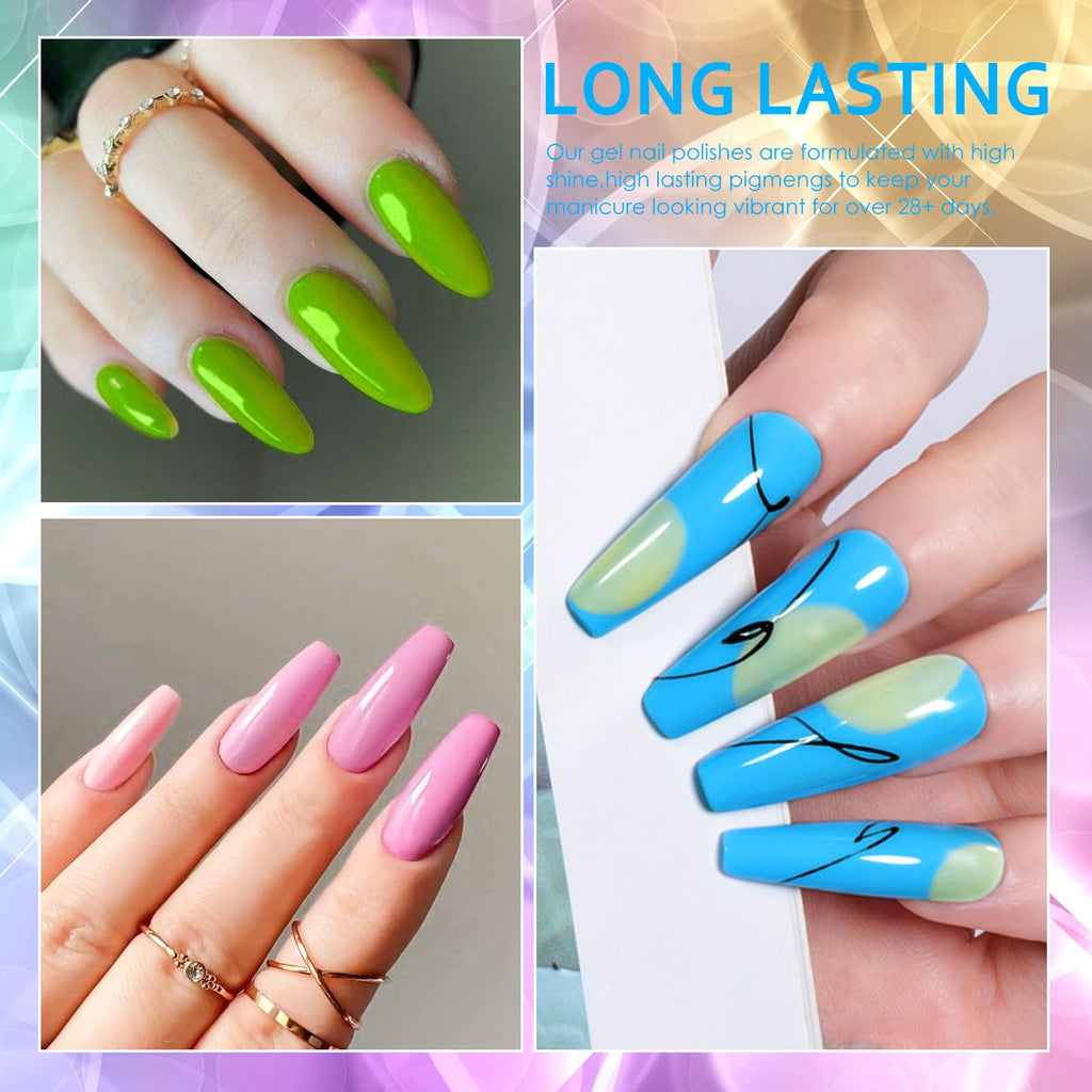 MTSSII Gel Nail Polish Set | 12 Pastel Green & Pink Colors for Home Manicure