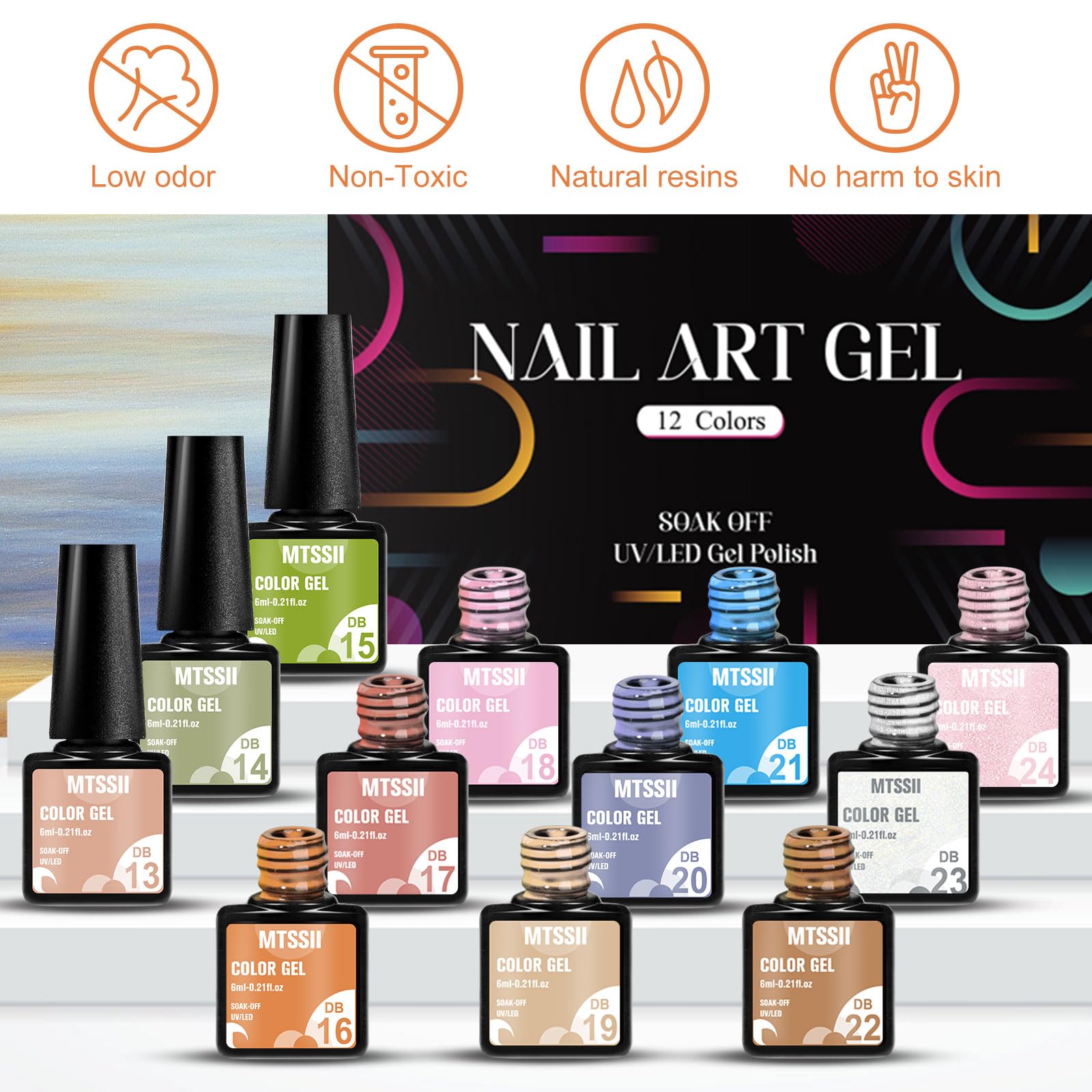 MTSSII Gel Nail Polish Set | 12 Pastel Green & Pink Colors for Home Manicure