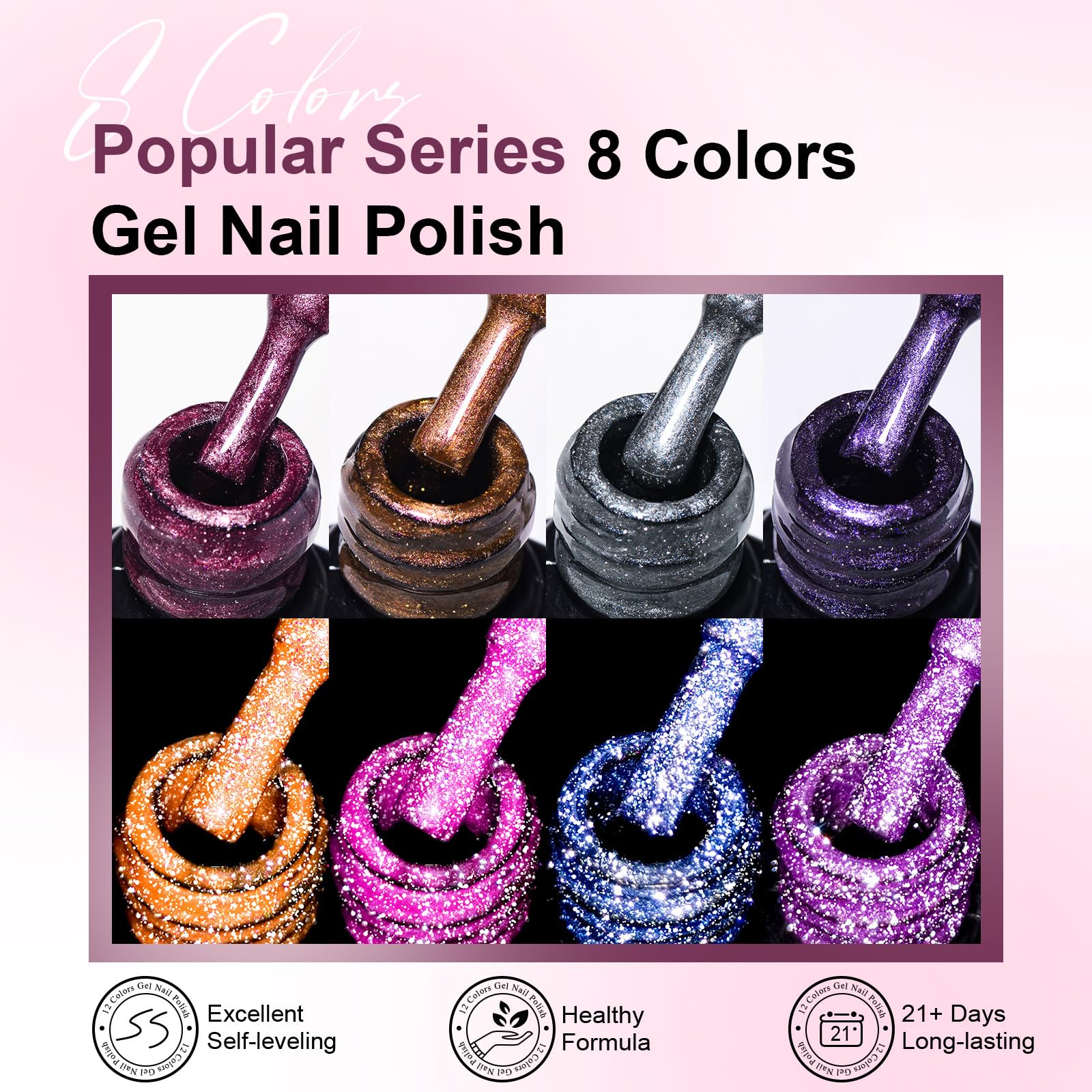 MTSSII 8 Colors Cat Eye Gel Nail Polish Set | Gift Box 8Pcs