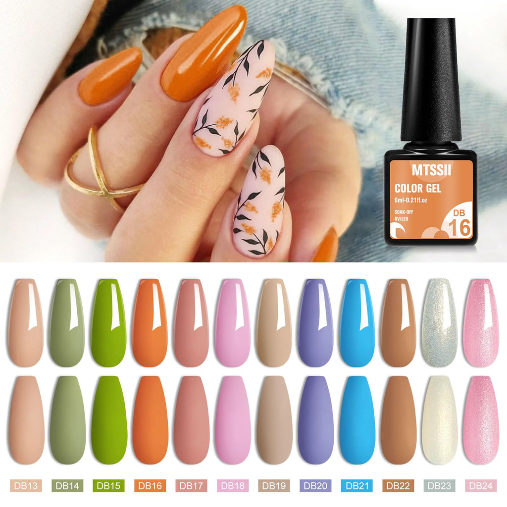 MTSSII Gel Nail Polish Set | 12 Pastel Green & Pink Colors for Home Manicure
