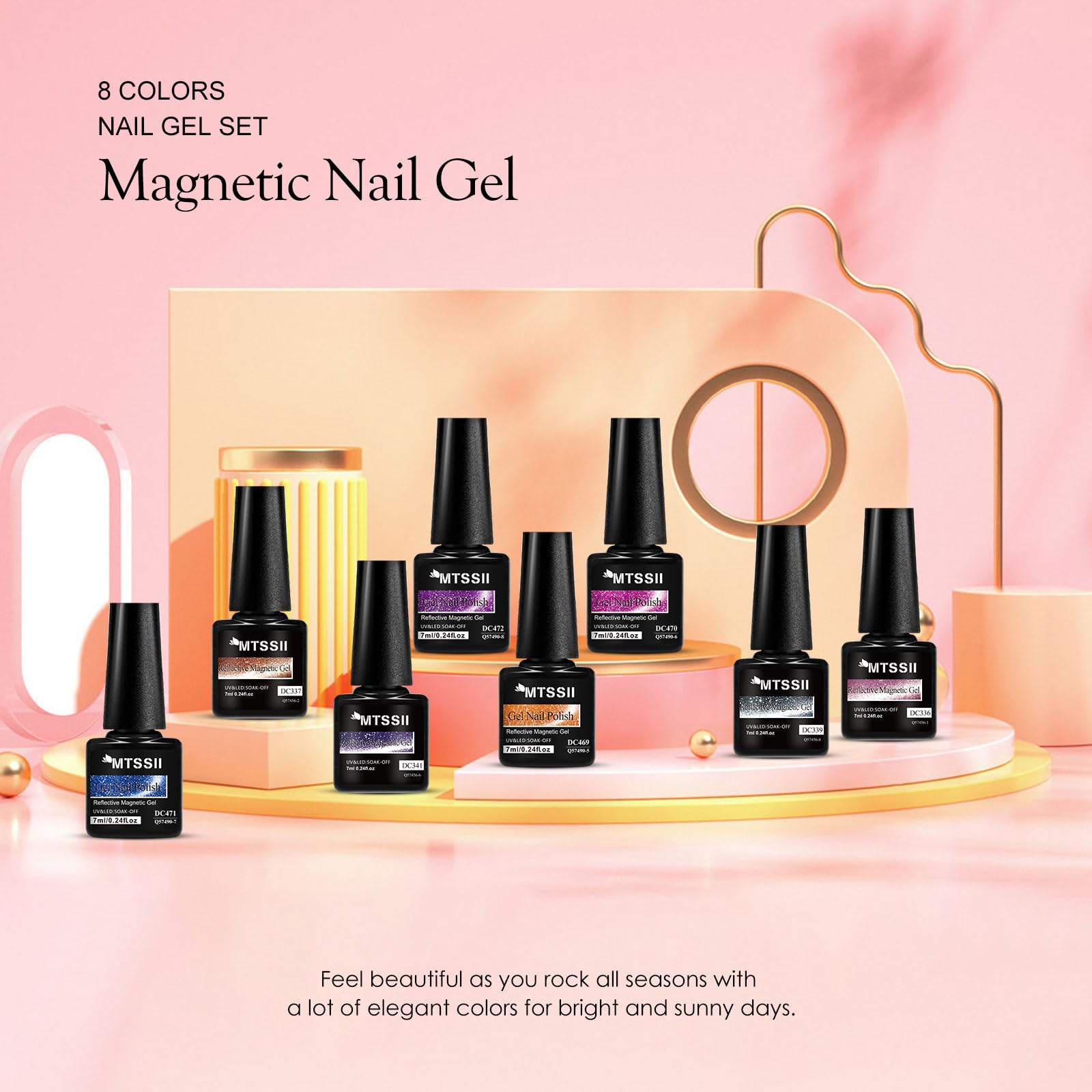 MTSSII 8 Colors Cat Eye Gel Nail Polish Set | Gift Box 8Pcs