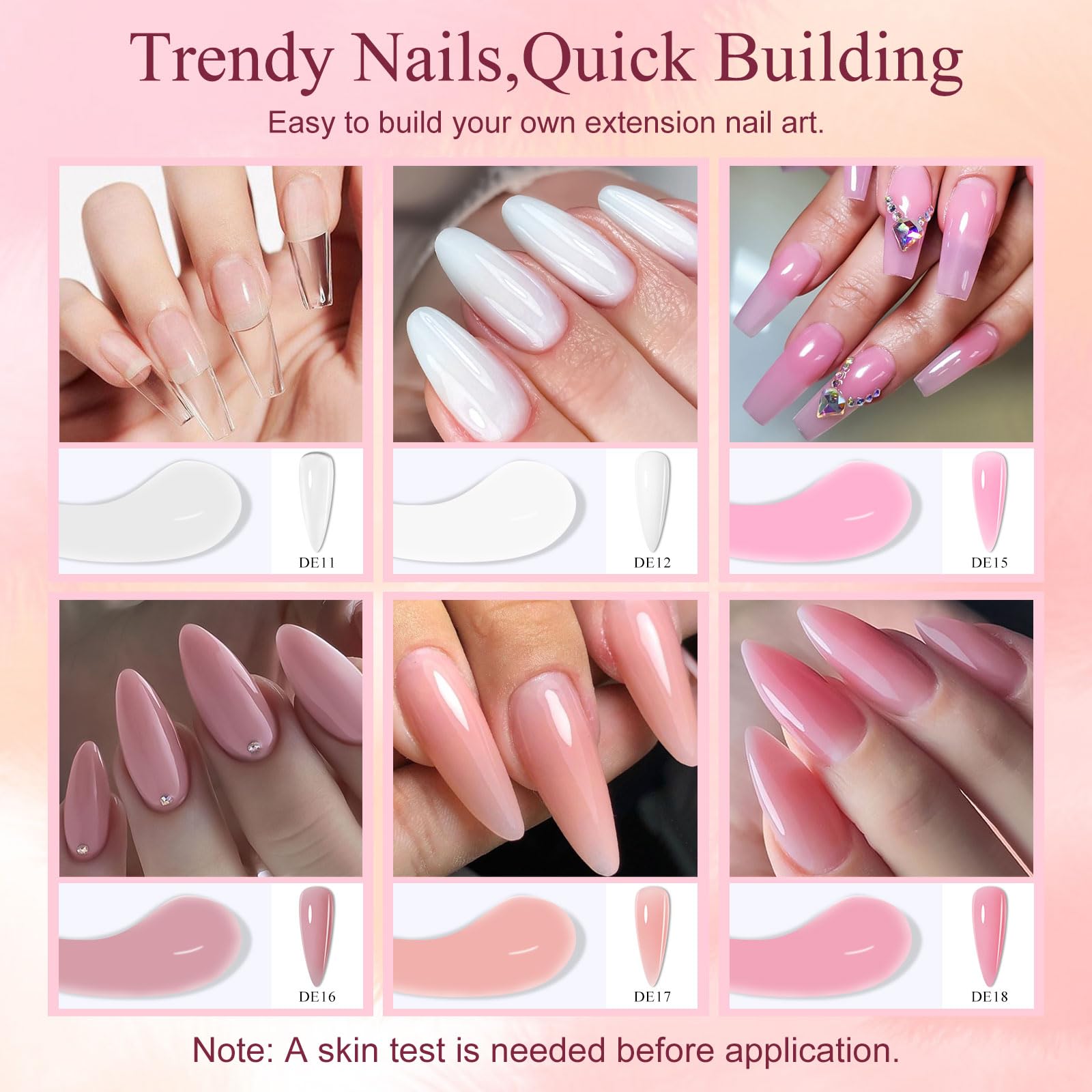 MTSSII 13Pcs Poly Nail Gel Kit 6 Colors + Mini UV Lamp for DIY Nails