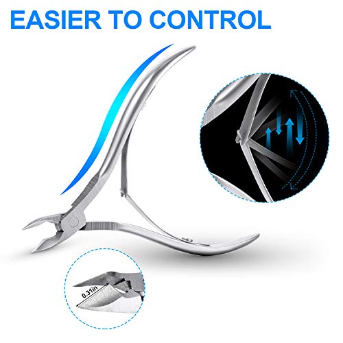 Mudder 8-Piece Stainless Steel Cuticle Nippers – Pointed Blade Cuticle Remover Set for Fingernails & Toenails