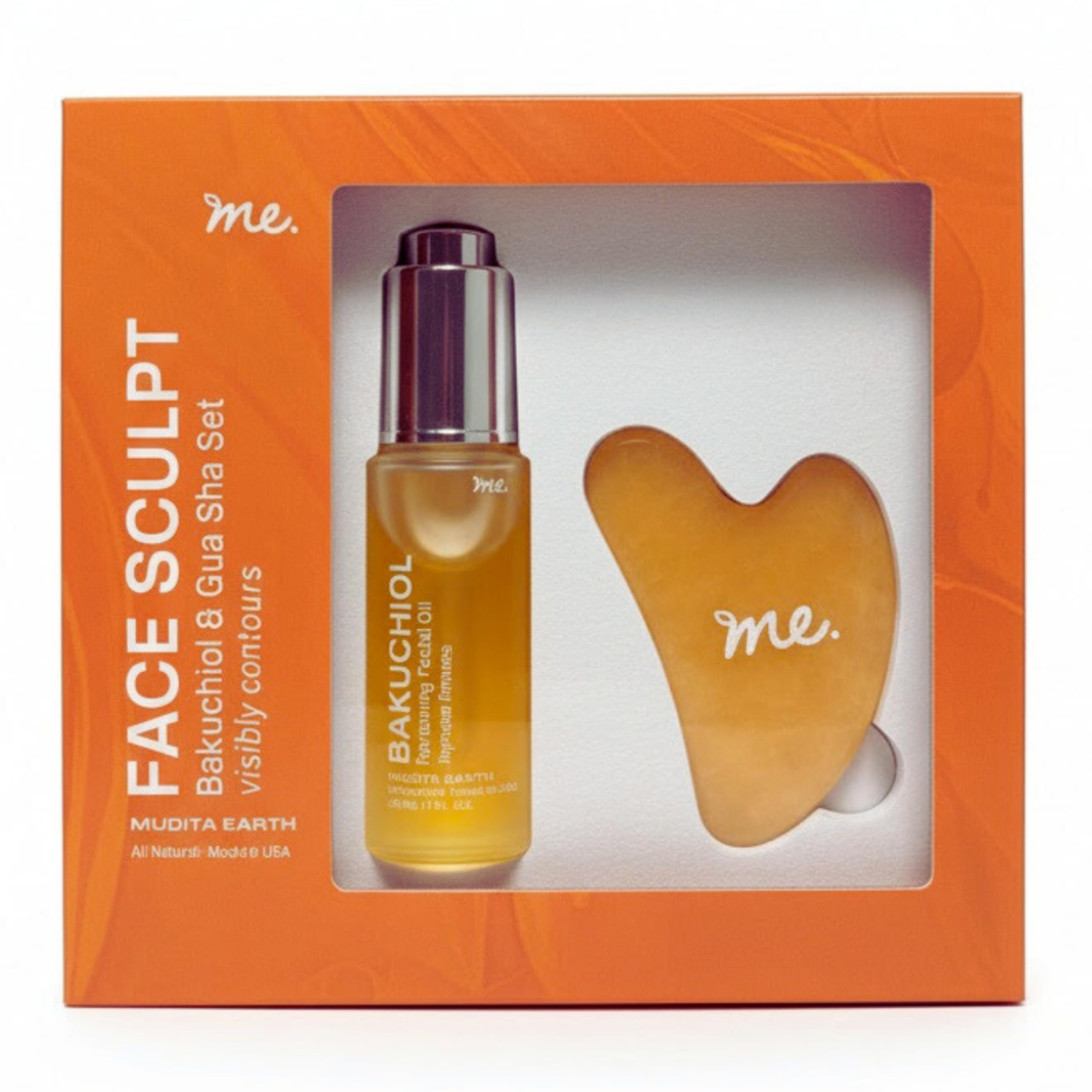 Mudita Earth Face Sculpt Set: Bakuchiol Oil & Gua Sha Kit for Glow & Gentle Contouring