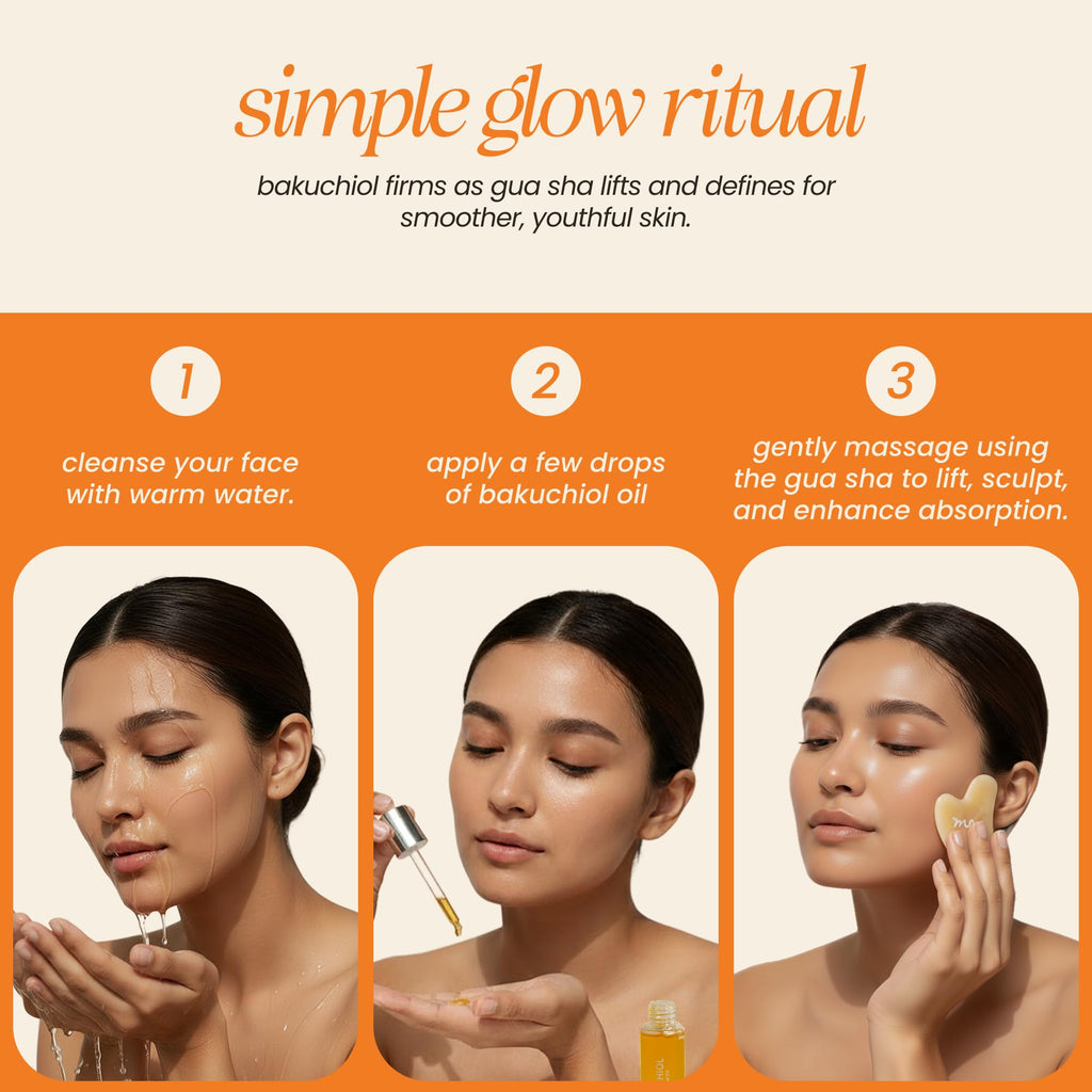 Mudita Earth Face Sculpt Set: Bakuchiol Oil & Gua Sha Kit for Glow & Gentle Contouring