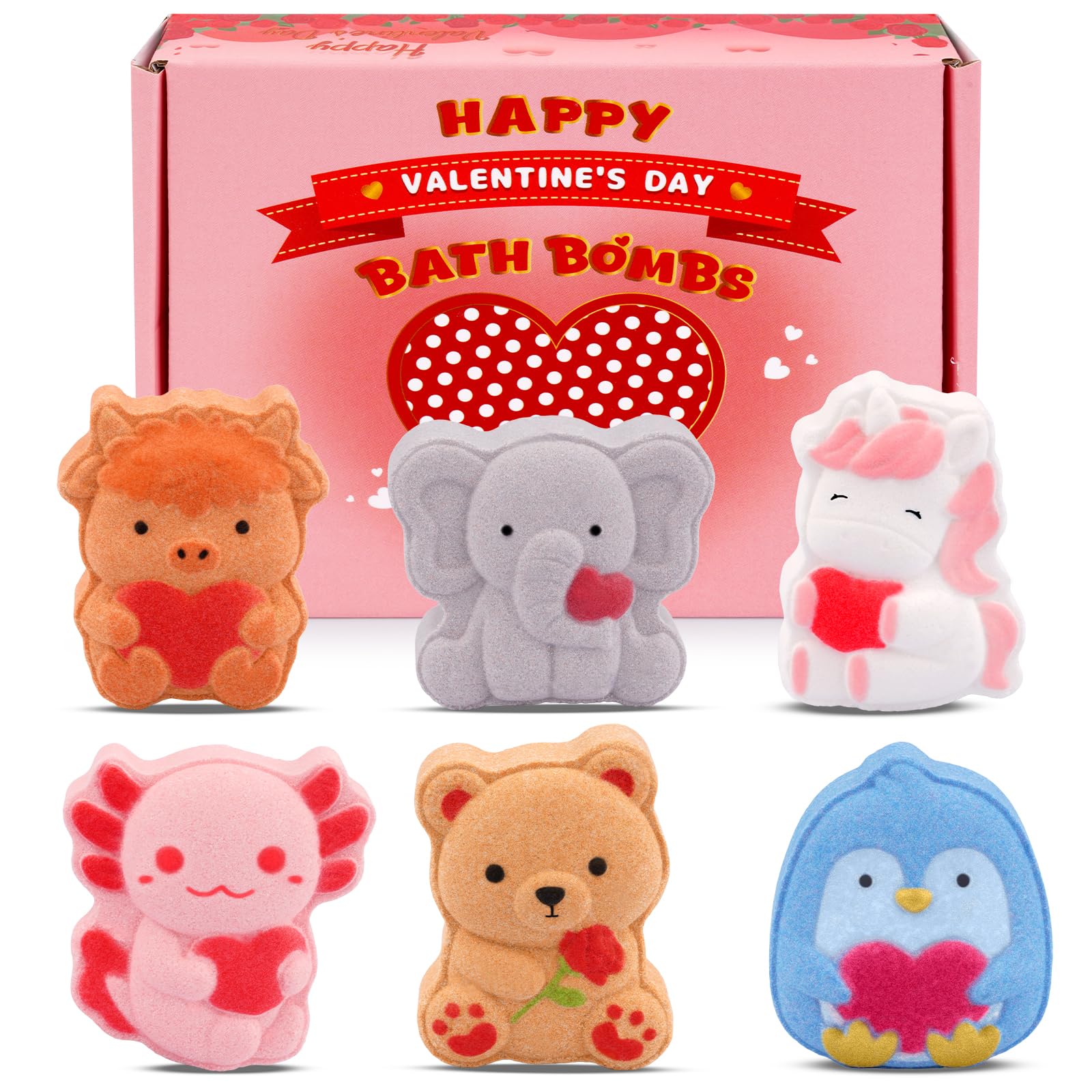 MUFEIRUO Valentines Bath Bombs – 6 Animal-Shaped Bubble Bath Bombs for Relaxing Spa Moments