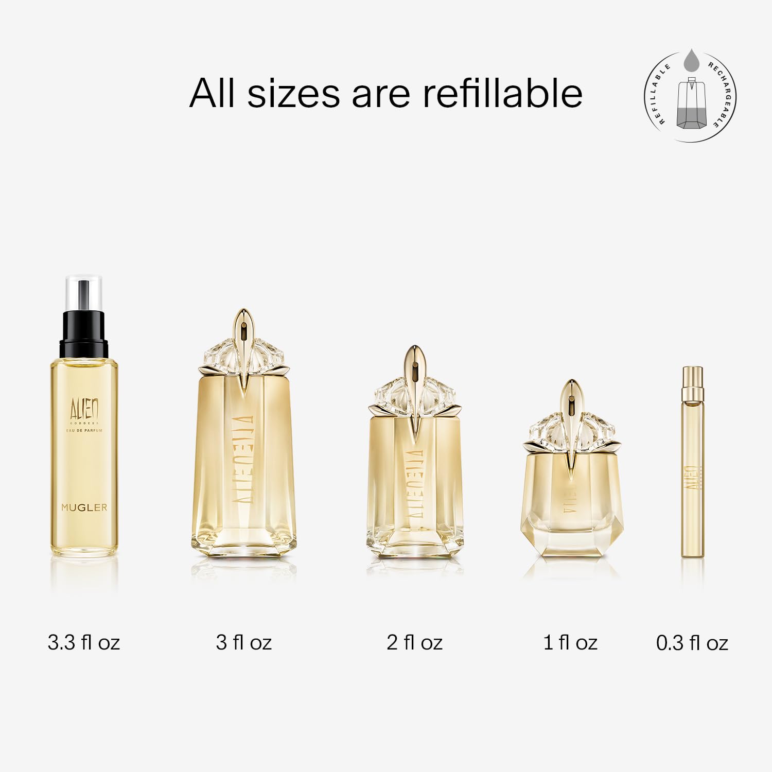 Mugler Alien Goddess Eau de Parfum – Women’s Floral Woody Scent, 0.33 oz Travel Size