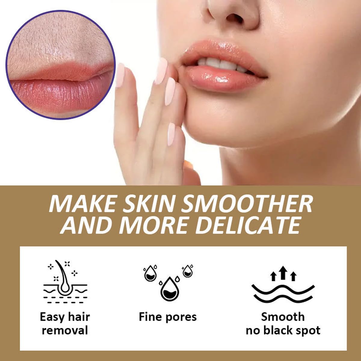 MULPG Facial Hair Removal Cream with Coconut Oil – Gentle, Non-Irritating Facial Hair Removal for Women (3.52 fl oz)