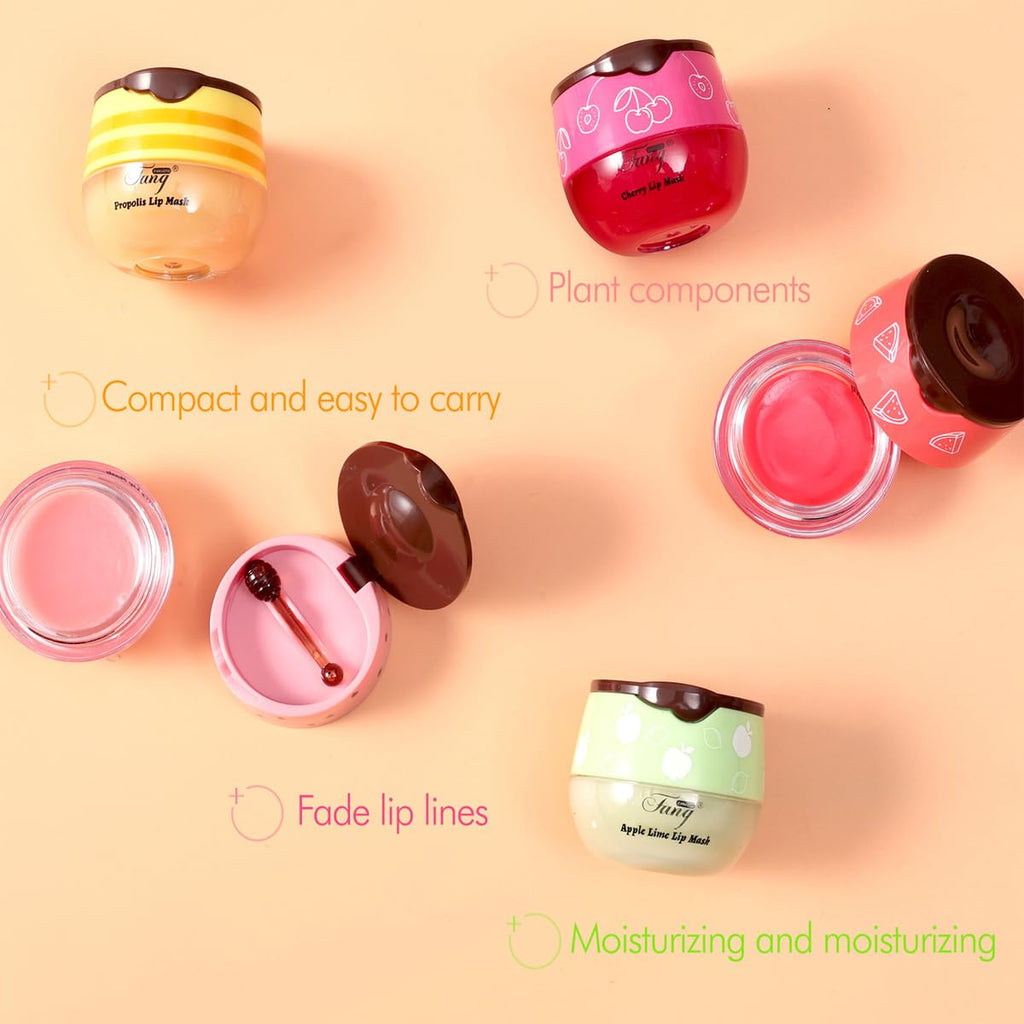 MULPG 6-Piece Bee Lip Balm Honey Pot Set – Propolis Lip Mask, Moisturizing & Night Lip Care