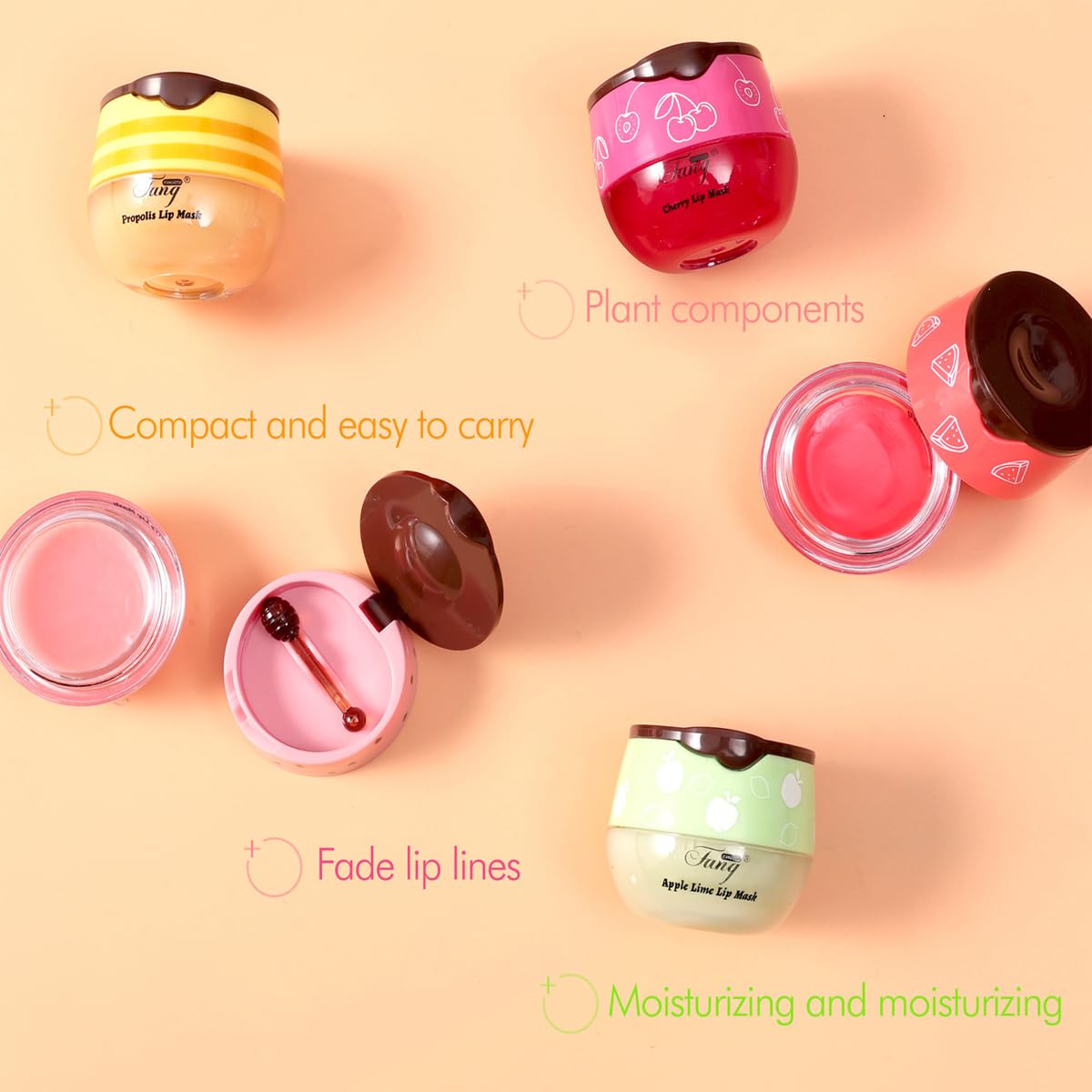 MULPG 6-Piece Bee Lip Balm Honey Pot Set – Propolis Lip Mask, Moisturizing & Night Lip Care
