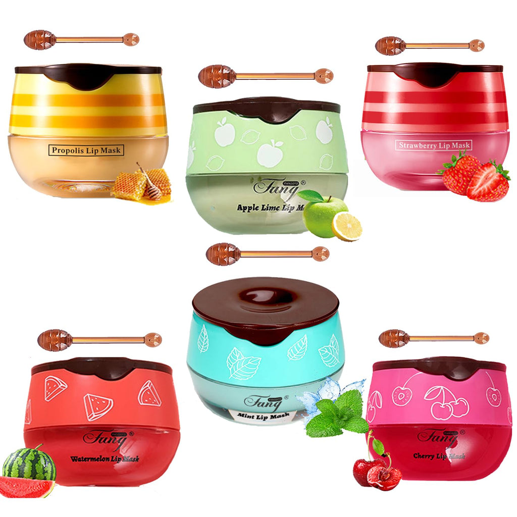 MULPG 6-Piece Bee Lip Balm Honey Pot Set – Propolis Lip Mask, Moisturizing & Night Lip Care