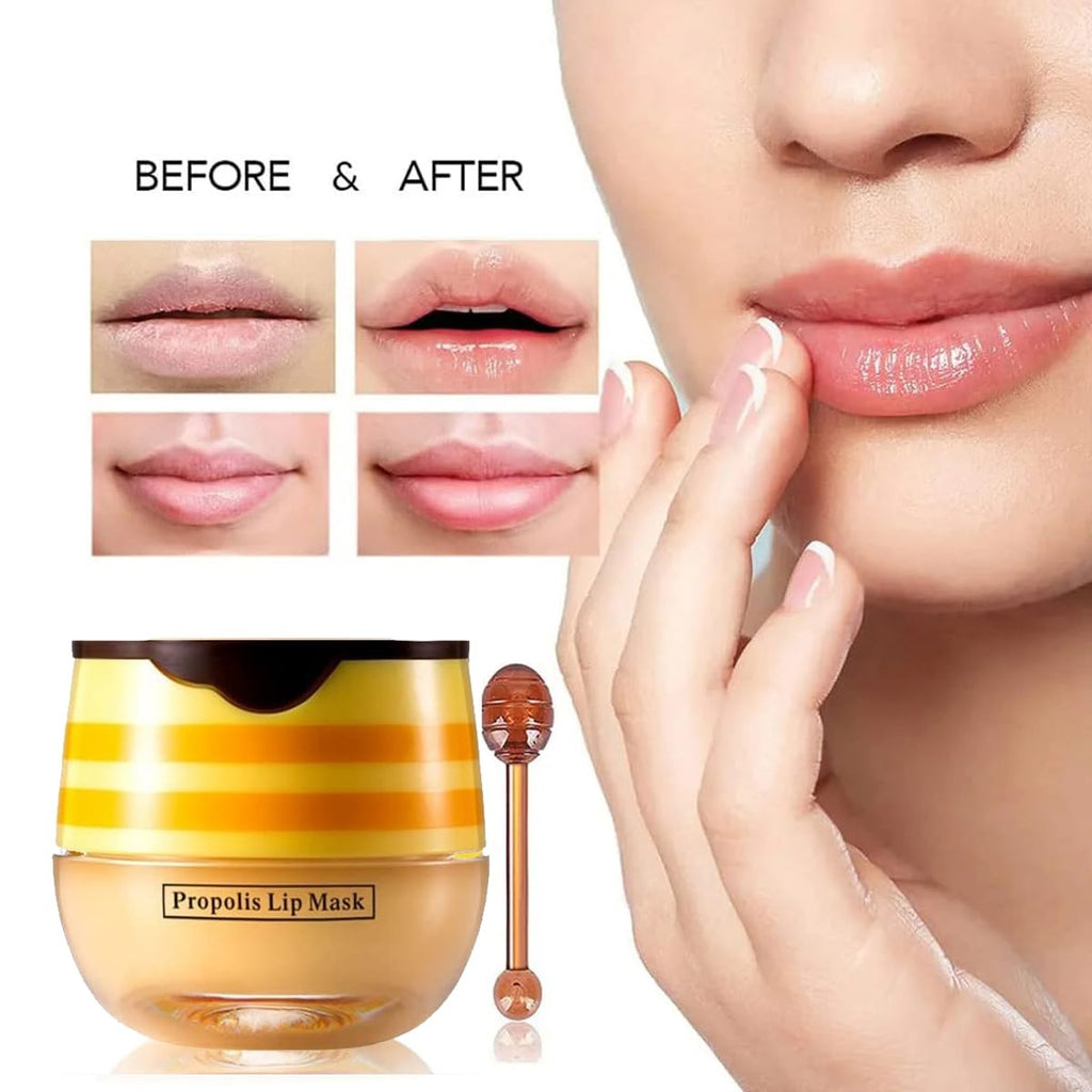 MULPG 6-Piece Bee Lip Balm Honey Pot Set – Propolis Lip Mask, Moisturizing & Night Lip Care