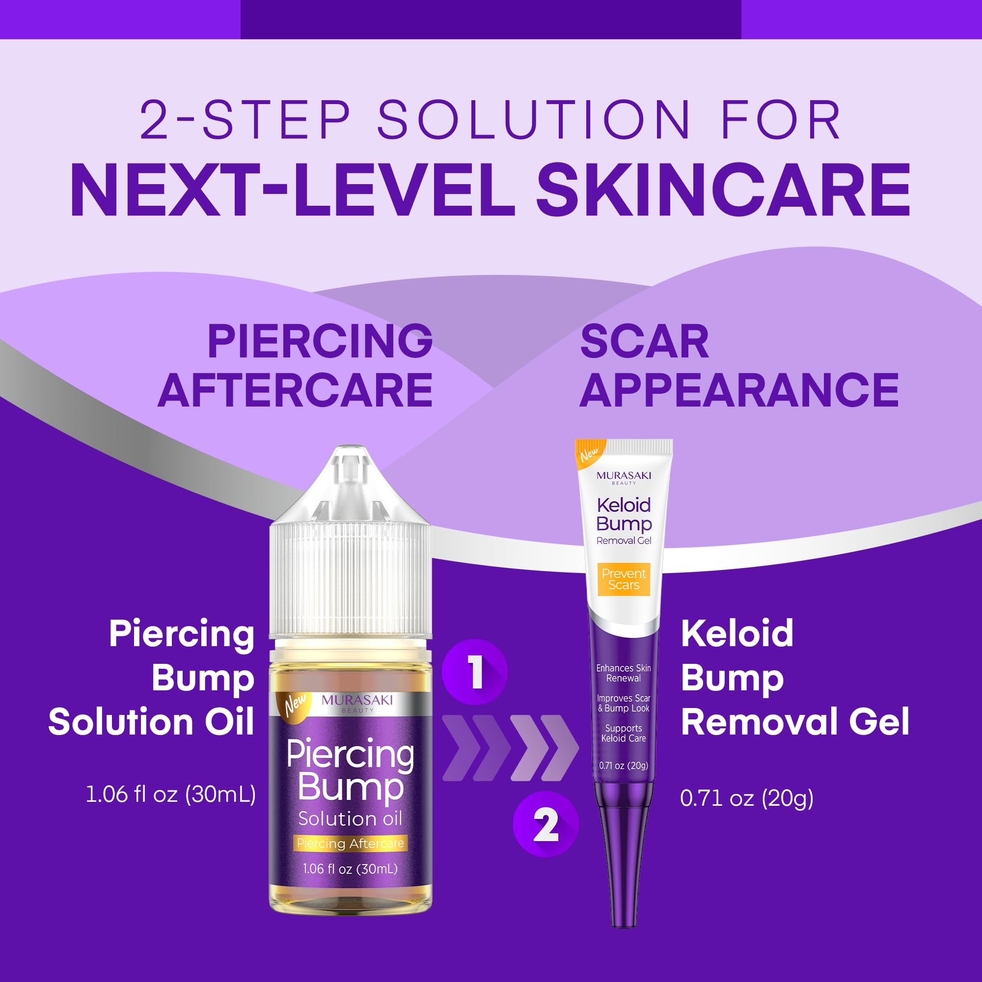 MURASAKI BEAUTY Piercing & Keloid Bump Solution Oil & Gel Kit – 2 Pack
