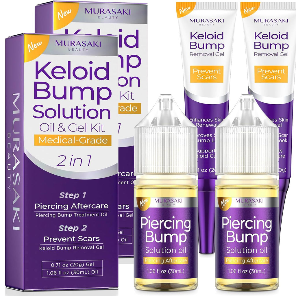 MURASAKI BEAUTY Piercing & Keloid Bump Solution Oil & Gel Kit – 2 Pack