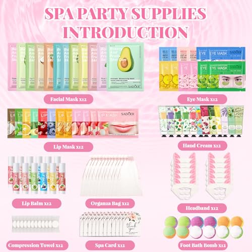 MUREND 120 PCS Spa Party Supplies for Girls – Sleepover Skincare Set