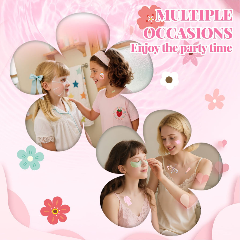 MUREND 90PCS Spa Party Supplies for Girls – Sleepover Skincare Set with Tattoos, Masks, Foot Bath Bombs & More