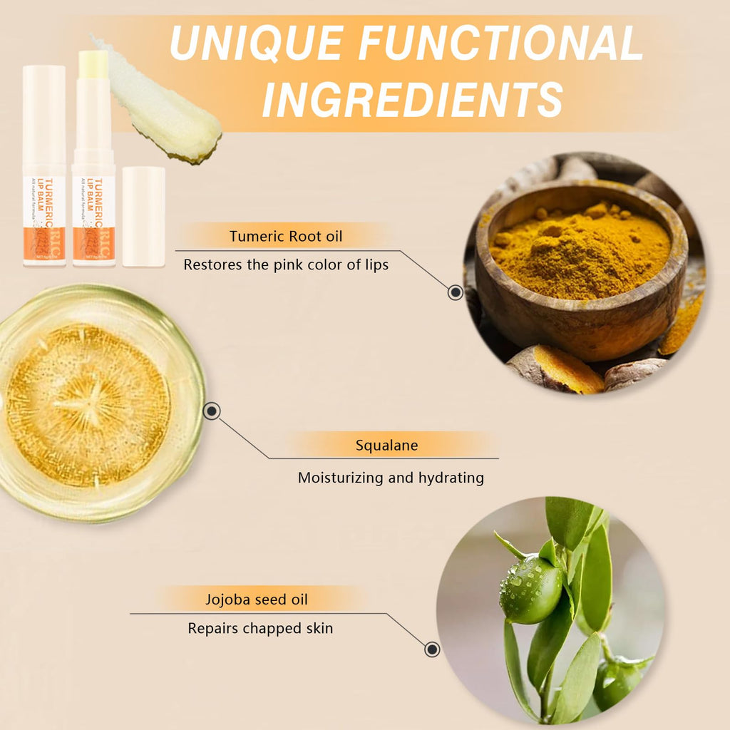 MUREND 3PCS Turmeric Lip Balm for Smokers – Dark Lip Treatment, Lip Exfoliator & Nourishing Moisturizer