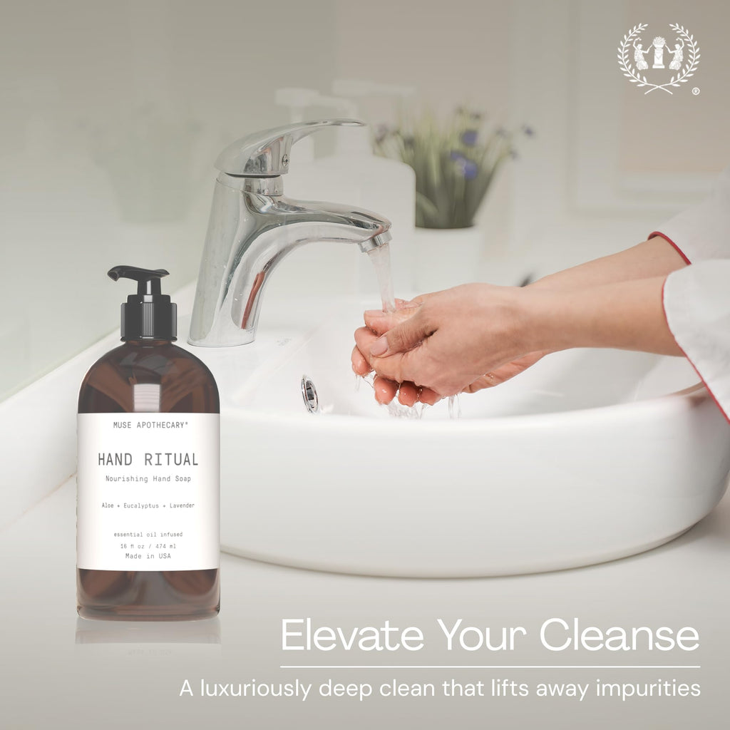 Muse Apothecary Hand Ritual – Aromatic Nourishing Hand Soap, Aloe, Eucalyptus & Lavender | 16 oz x3 Pack | USDA Biobased