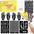 MuseLuxe 126‑Piece Temporary Tattoos Kit | 2-Color Ink, Gloves & DIY Body Art