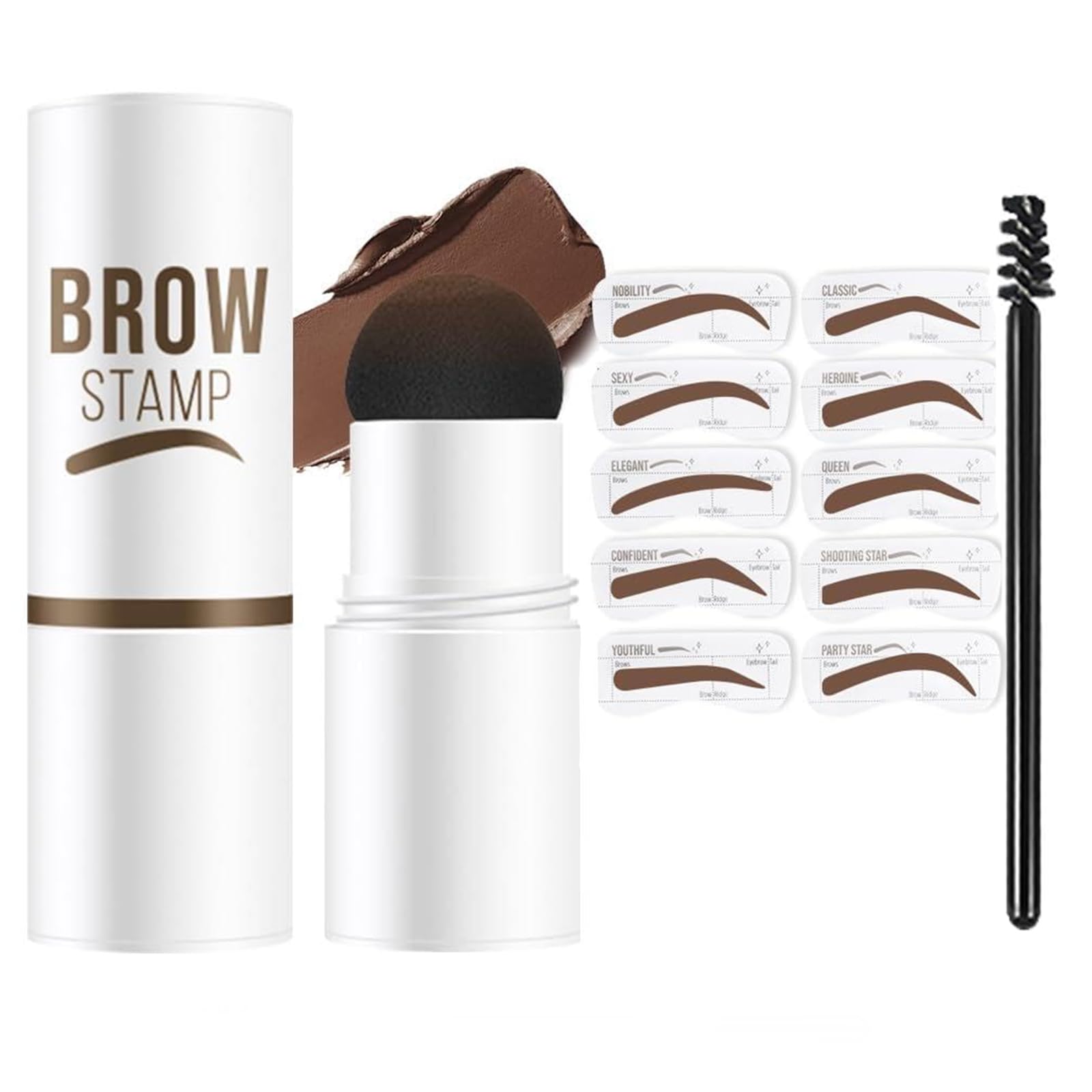 MVC Eyebrow Stencils & Stamp Kit – 10-Piece Brow Kit (Medium Brown)