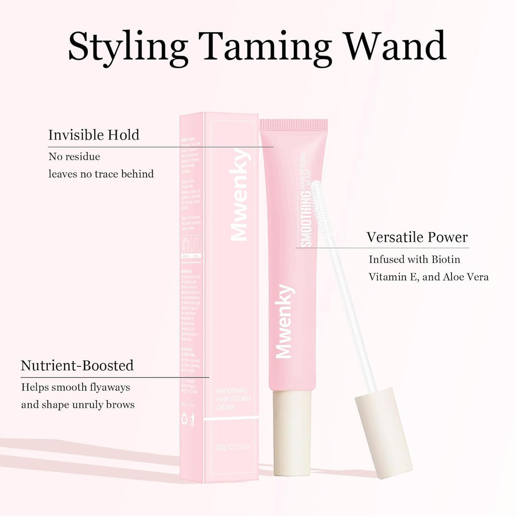 Mwenky Styling Cream 3-in-1: Frizz Control, Smooth Edges, Flyaways (Travel Size)
