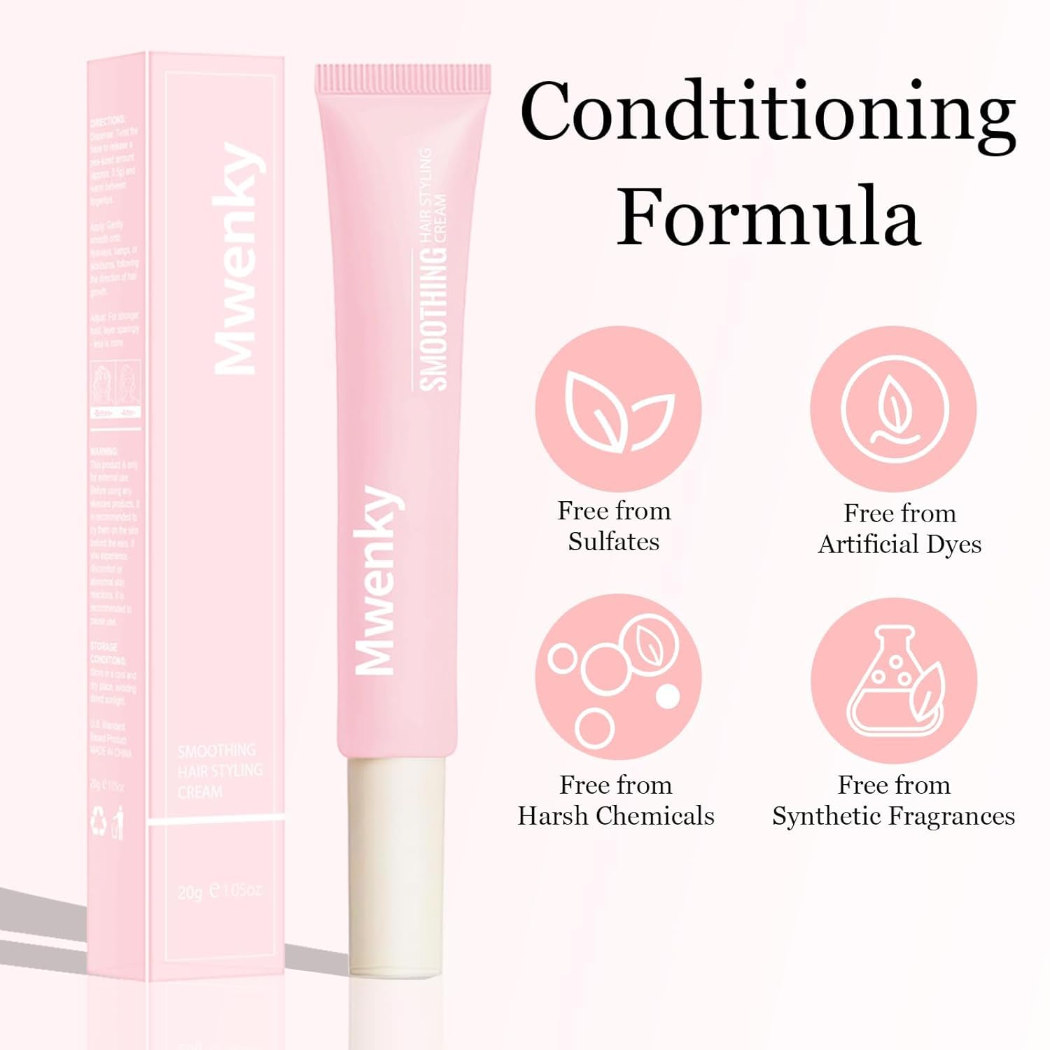 Mwenky Styling Cream 3-in-1: Frizz Control, Smooth Edges, Flyaways (Travel Size)