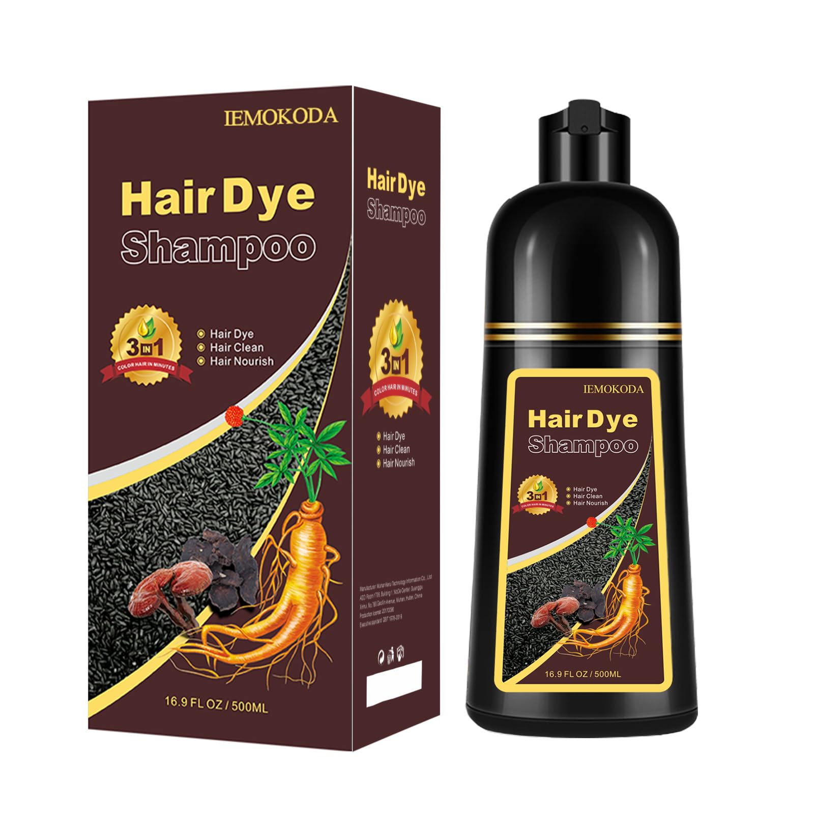 Mxvbaty Hair Dye Shampoo 3-in-1 – Instant Natural Color, Root Touch Up, 16.9 fl oz