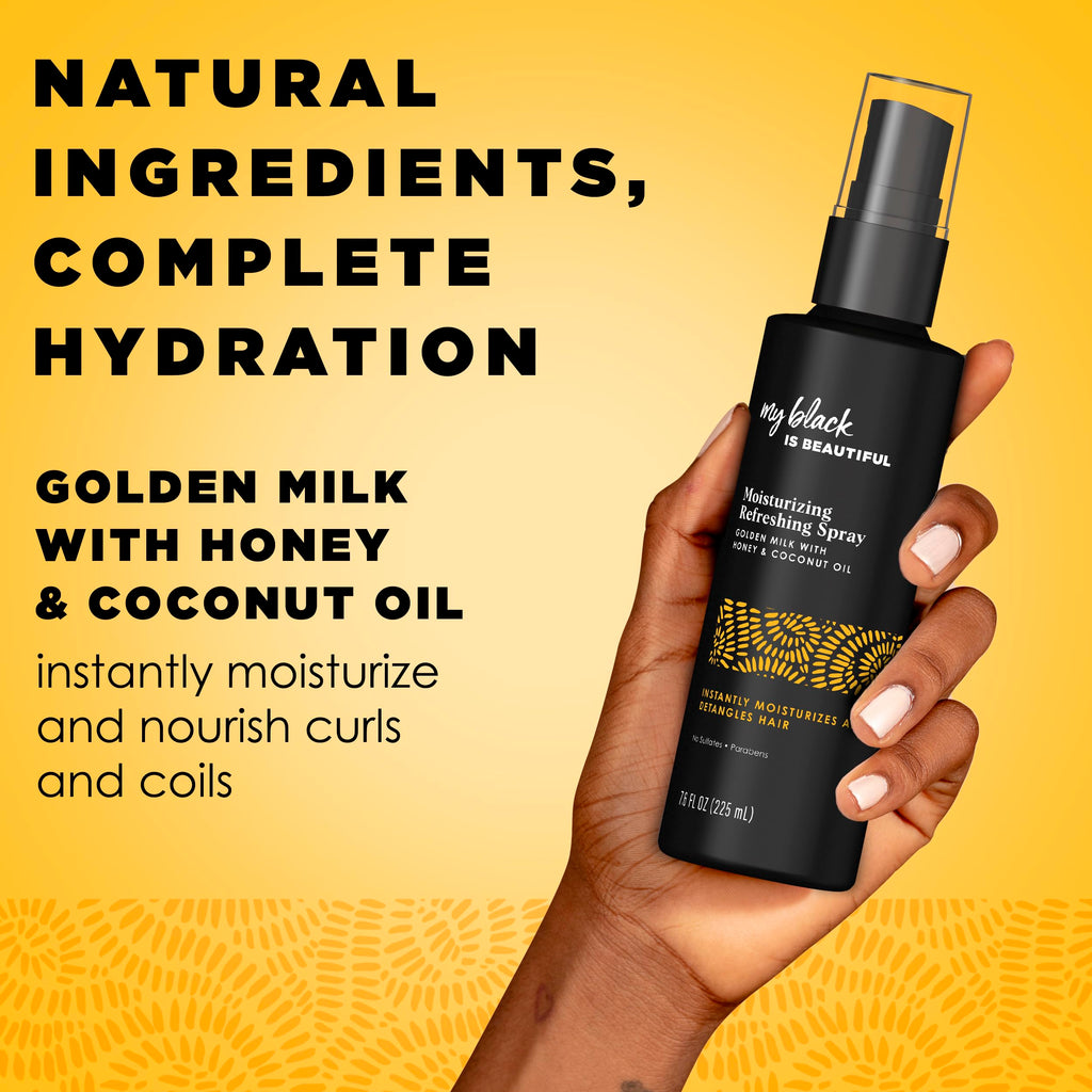 MY BLACK IS BEAUTIFUL Detangler Spray – Sulfate Free, Coconut Oil, Honey & Turmeric, 7.6 fl oz