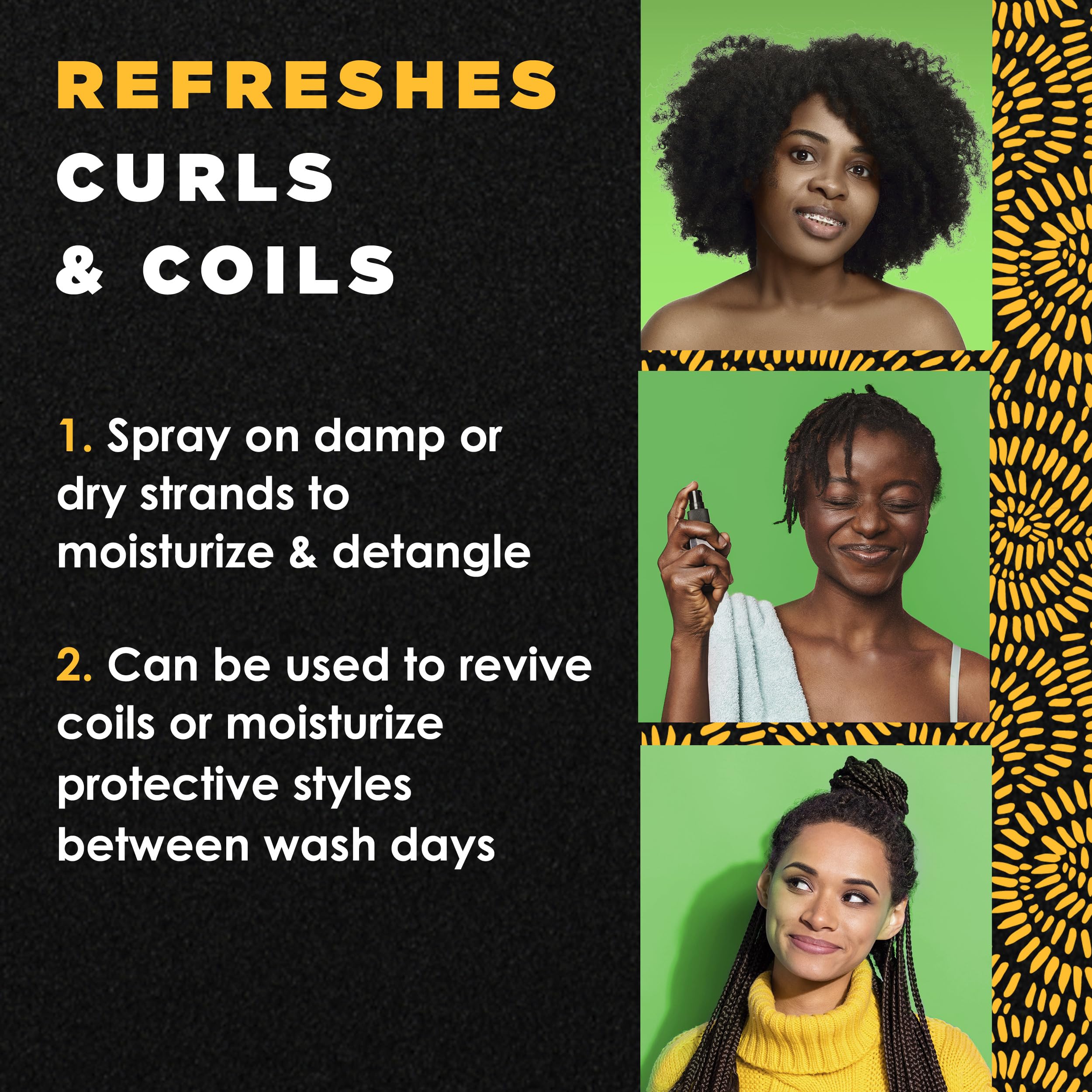 MY BLACK IS BEAUTIFUL Detangler Spray – Sulfate Free, Coconut Oil, Honey & Turmeric, 7.6 fl oz