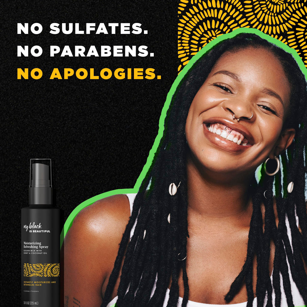 MY BLACK IS BEAUTIFUL Detangler Spray – Sulfate Free, Coconut Oil, Honey & Turmeric, 7.6 fl oz