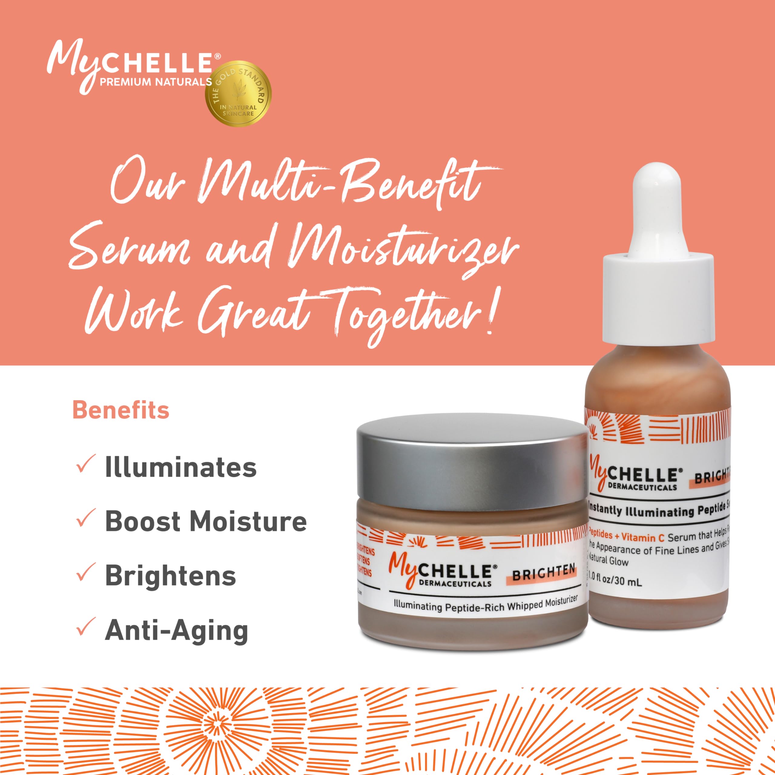 MYCHELLE Illuminating Peptide-Rich Whipped Moisturizer – 1.2 oz | Natural Glow & Peptides