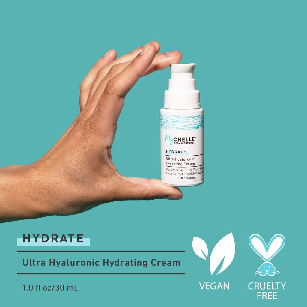 MyChelle Dermaceuticals Ultra Hyaluronic Hydrating Cream – Vegan Hyaluronic Acid, Rose Hip Oil, 1.0 fl oz