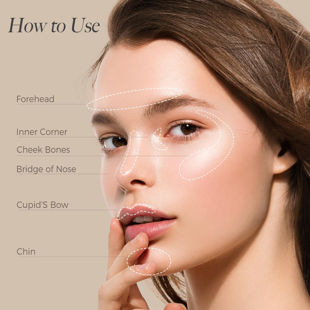 MYMERRY Dewy Highlighter Makeup — Buildable Champagne Rose Gold Glow