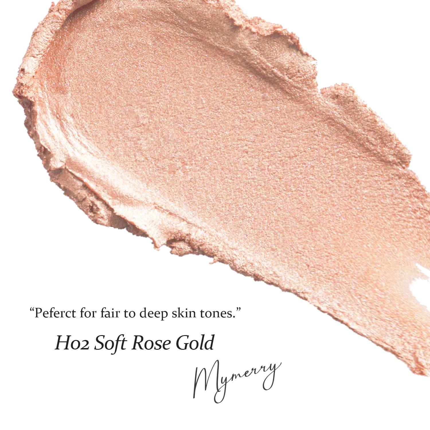 MYMERRY Dewy Highlighter Makeup — Buildable Champagne Rose Gold Glow