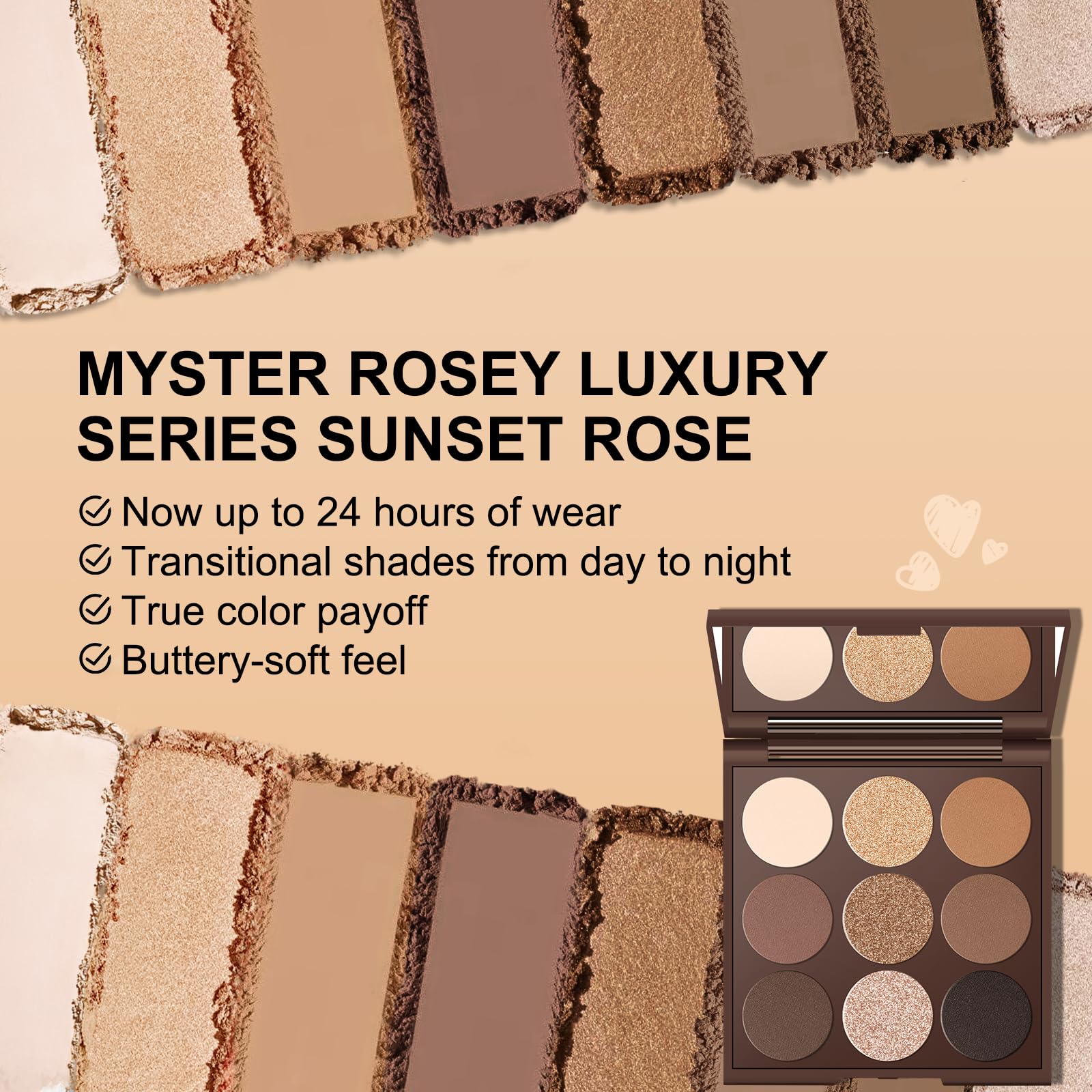 MYSTER ROSEY Neutral Eyeshadow Palette – Nude Matte Shades, Long-Lasting Wear, Vegan & Cruelty-Free
