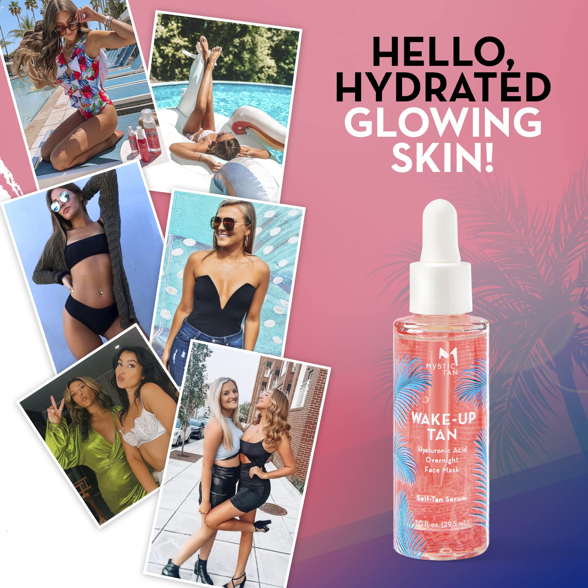 Mystic Tan Wake Up Tan Face Serum with Hyaluronic Acid – Overnight Self Tanner, 1.0 fl oz